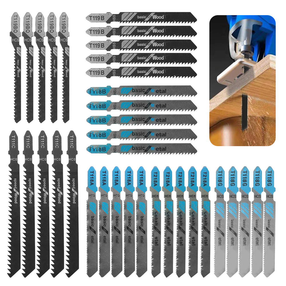 Woodworking Equipment - 35-Piece Jigsaw Blade Set, Mixed HCS